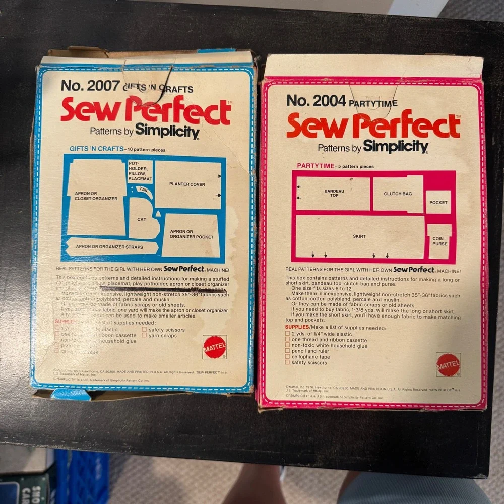 Vintage 1976 Mattel Sew Perfect Patterns by Simplicity No 2004 2007 Lot of 2